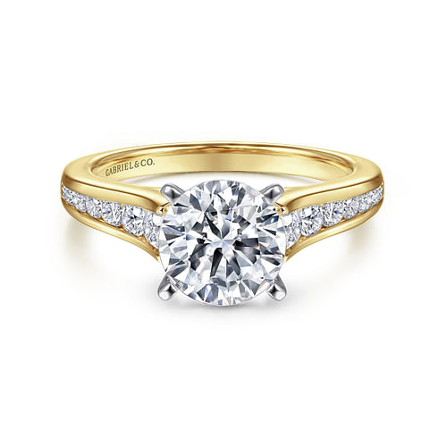 14K White-Yellow Gold Round Diamond Engagement Ring