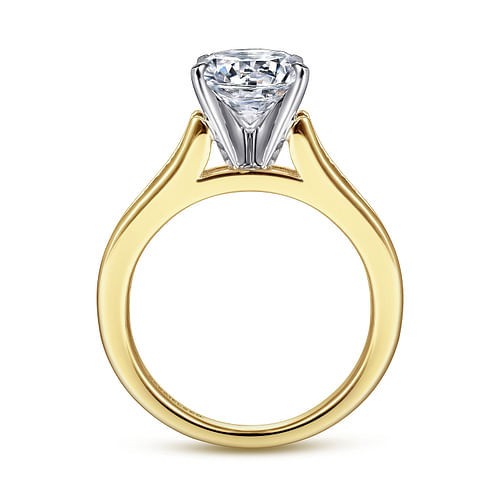 14K White-Yellow Gold Round Diamond Engagement Ring