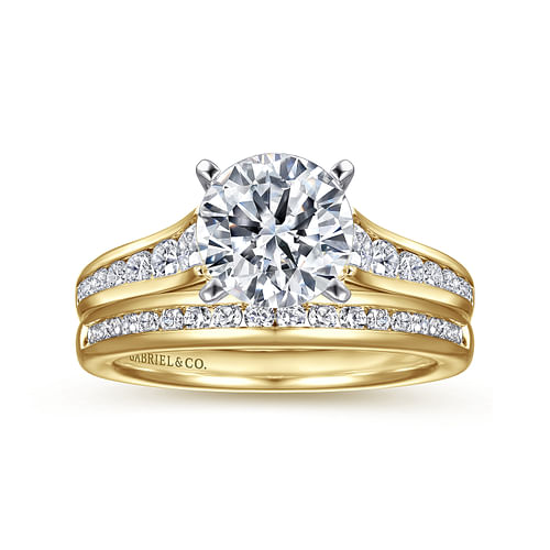 14K White-Yellow Gold Round Diamond Engagement Ring