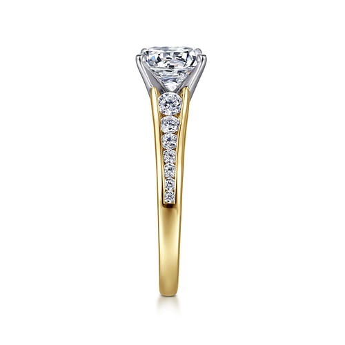 14K White-Yellow Gold Round Diamond Engagement Ring