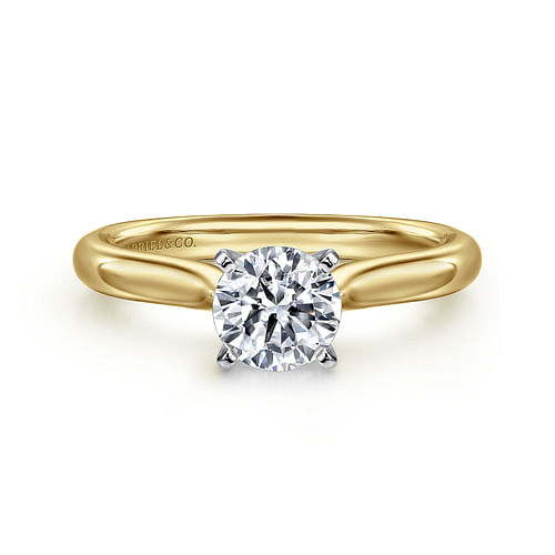 14K White-Yellow Gold Round Diamond Engagement Ring