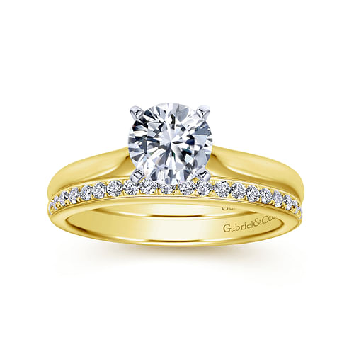 14K White-Yellow Gold Round Diamond Engagement Ring