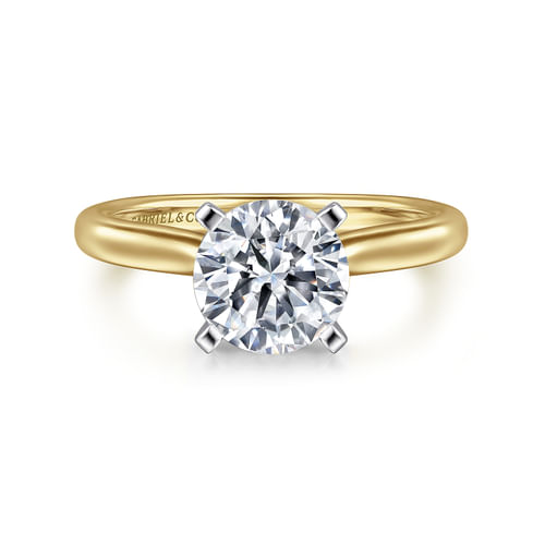 14K White-Yellow Gold Round Diamond Engagement Ring