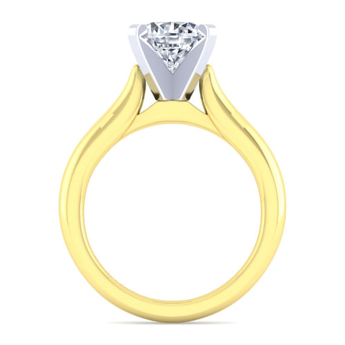 14K White-Yellow Gold Round Diamond Engagement Ring