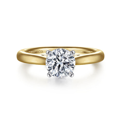 14K White-Yellow Gold Round Diamond Engagement Ring