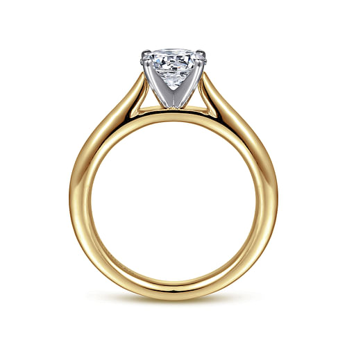 14K White-Yellow Gold Round Diamond Engagement Ring