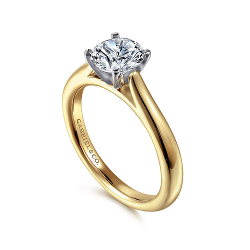 14K White-Yellow Gold Round Diamond Engagement Ring