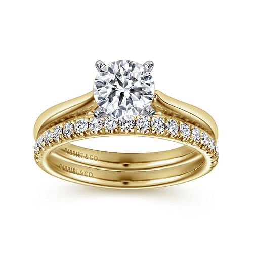 14K White-Yellow Gold Round Diamond Engagement Ring