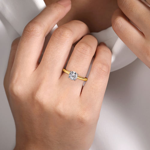 14K White-Yellow Gold Round Diamond Engagement Ring