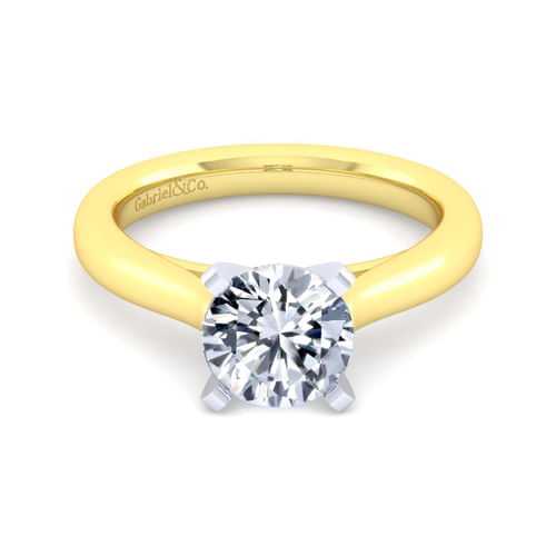 14K White-Yellow Gold Round Diamond Engagement Ring