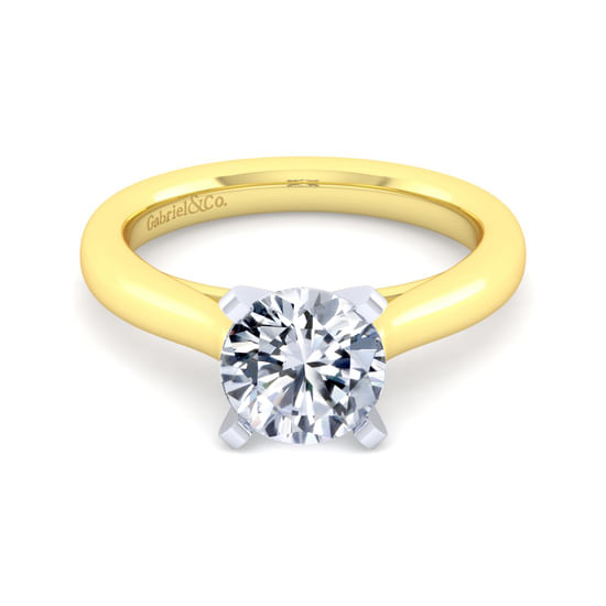 Gabriel - 14K White-Yellow Gold Round Diamond Engagement Ring