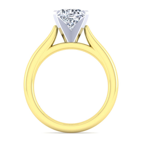 14K White-Yellow Gold Round Diamond Engagement Ring