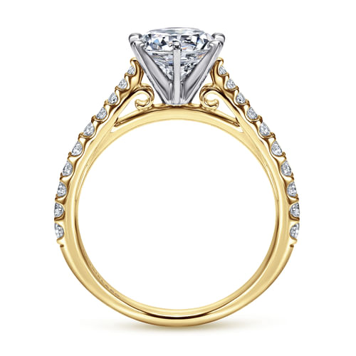 14K White-Yellow Gold Round Diamond Engagement Ring