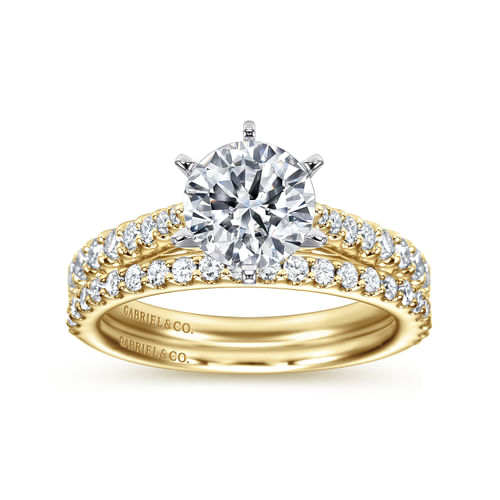 14K White-Yellow Gold Round Diamond Engagement Ring