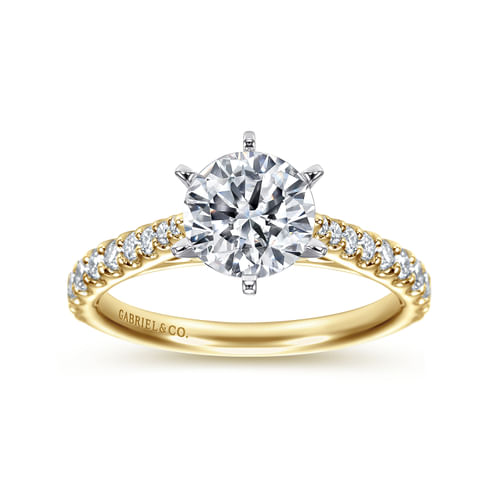 14K White-Yellow Gold Round Diamond Engagement Ring