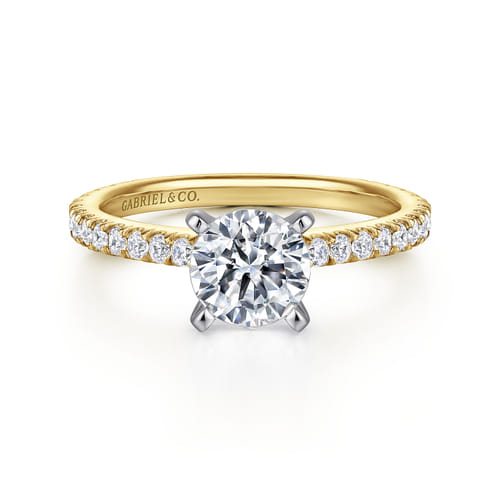 14K White-Yellow Gold Round Diamond Engagement Ring