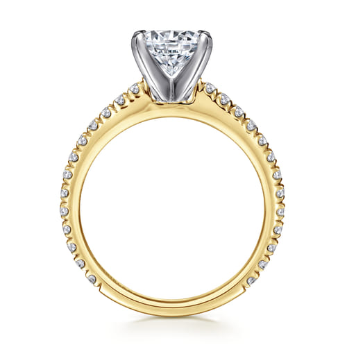 14K White-Yellow Gold Round Diamond Engagement Ring