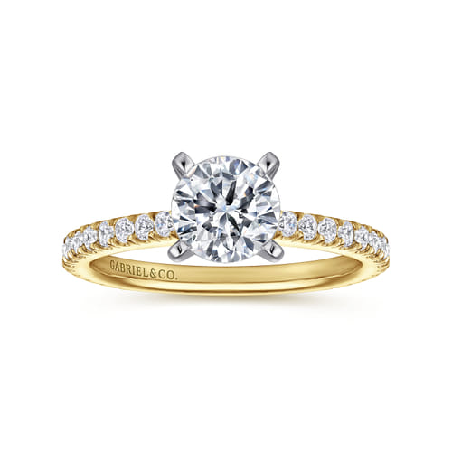 14K White-Yellow Gold Round Diamond Engagement Ring