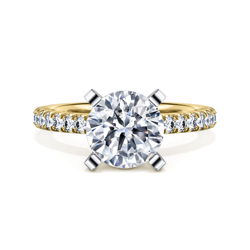 14K White-Yellow Gold Round Diamond Engagement Ring