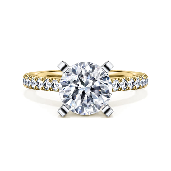 Gabriel - 14K White-Yellow Gold Round Diamond Engagement Ring