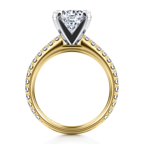 14K White-Yellow Gold Round Diamond Engagement Ring