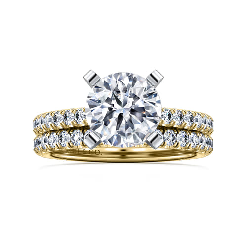 14K White-Yellow Gold Round Diamond Engagement Ring