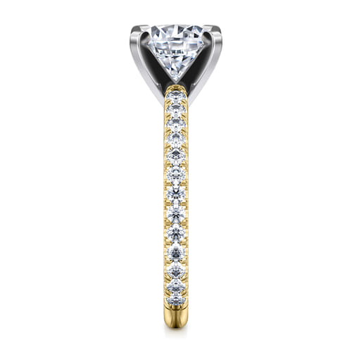 14K White-Yellow Gold Round Diamond Engagement Ring