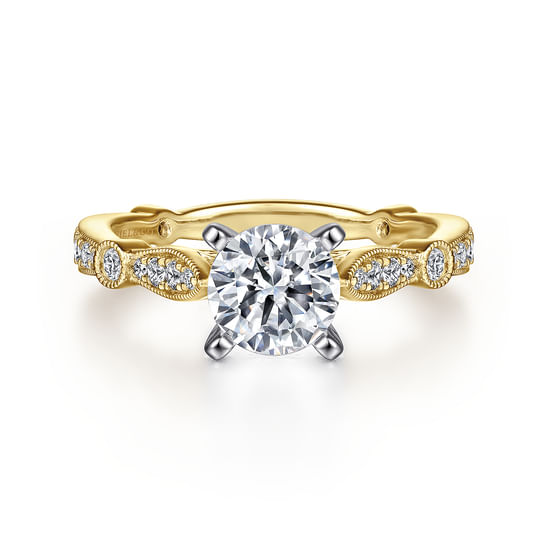 Gabriel - 14K White-Yellow Gold Round Diamond Engagement Ring