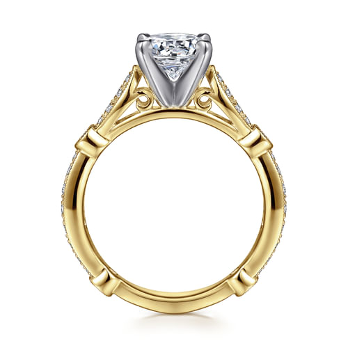 14K White-Yellow Gold Round Diamond Engagement Ring