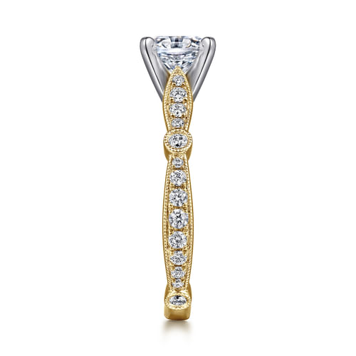 14K White-Yellow Gold Round Diamond Engagement Ring
