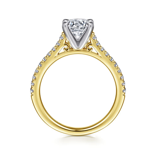 14K White-Yellow Gold Round Diamond Engagement Ring