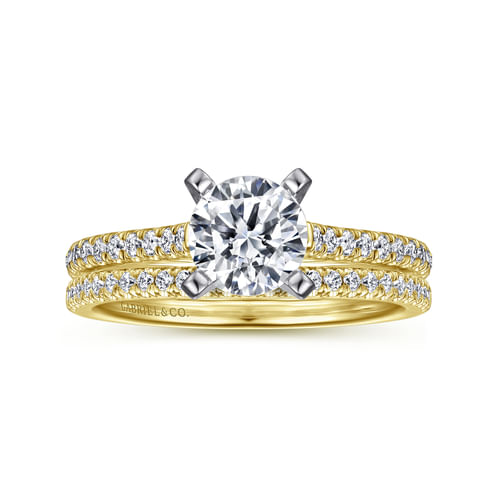 14K White-Yellow Gold Round Diamond Engagement Ring