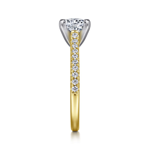 14K White-Yellow Gold Round Diamond Engagement Ring