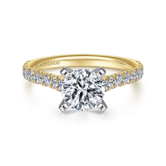 Gabriel - 14K White-Yellow Gold Round Diamond Engagement Ring