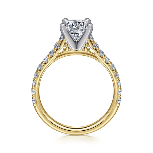 14K White-Yellow Gold Round Diamond Engagement Ring