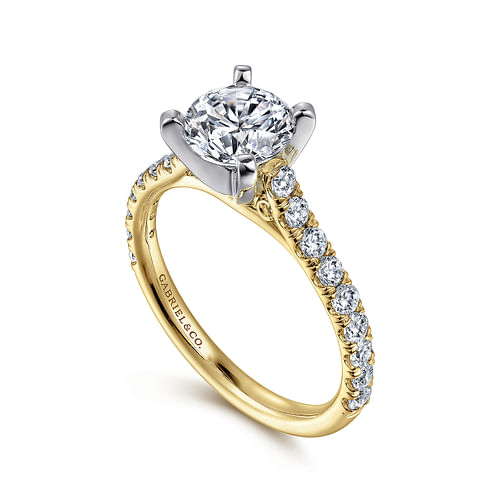 14K White-Yellow Gold Round Diamond Engagement Ring