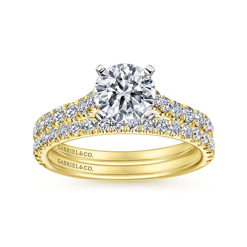 14K White-Yellow Gold Round Diamond Engagement Ring