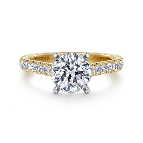 14K White-Yellow Gold Round Diamond Engagement Ring