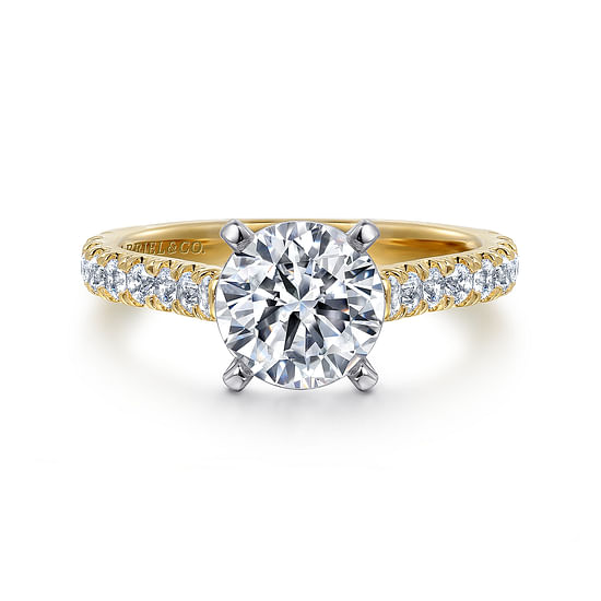 Gabriel - 14K White-Yellow Gold Round Diamond Engagement Ring