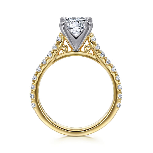 14K White-Yellow Gold Round Diamond Engagement Ring