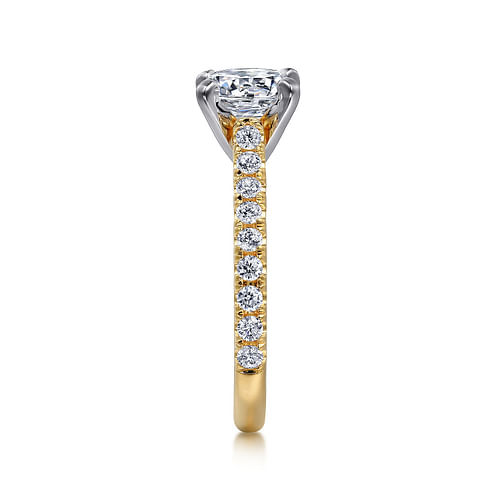 14K White-Yellow Gold Round Diamond Engagement Ring