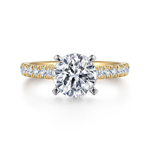 14K White-Yellow Gold Round Diamond Engagement Ring