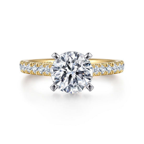 Gabriel - 14K White-Yellow Gold Round Diamond Engagement Ring