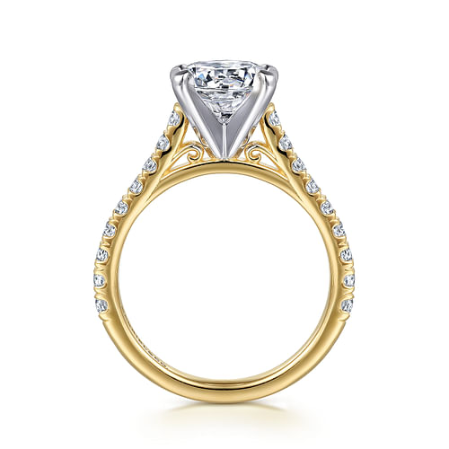 14K White-Yellow Gold Round Diamond Engagement Ring