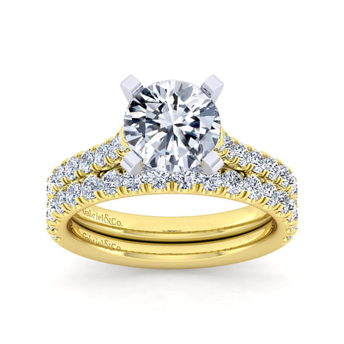 14K White-Yellow Gold Round Diamond Engagement Ring