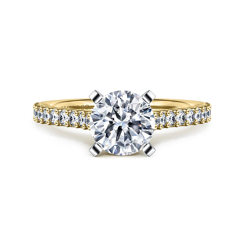 14K White-Yellow Gold Round Diamond Engagement Ring