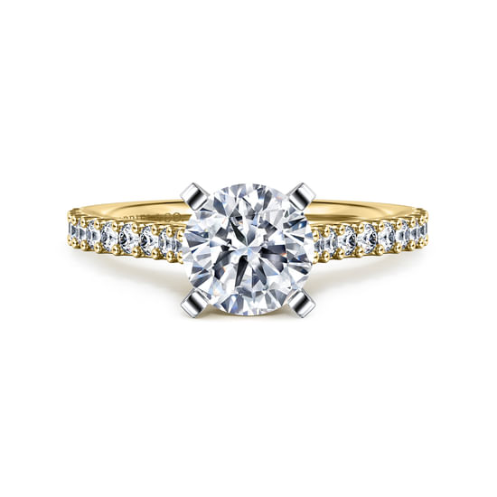 Gabriel - 14K White-Yellow Gold Round Diamond Engagement Ring
