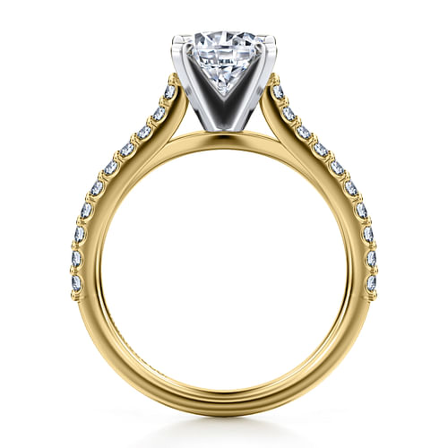 14K White-Yellow Gold Round Diamond Engagement Ring