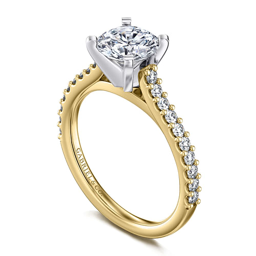 14K White-Yellow Gold Round Diamond Engagement Ring