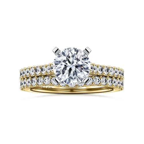 14K White-Yellow Gold Round Diamond Engagement Ring